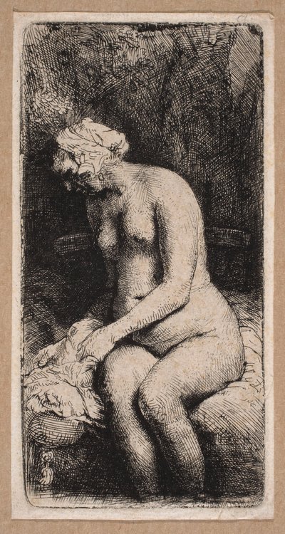 Desnudo de una mujer «con los pies sumergidos en el agua» de Rembrandt van Rijn