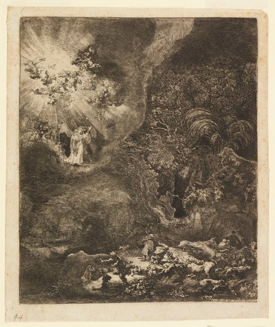 Ángel apareciendo a los pastores de Rembrandt van Rijn