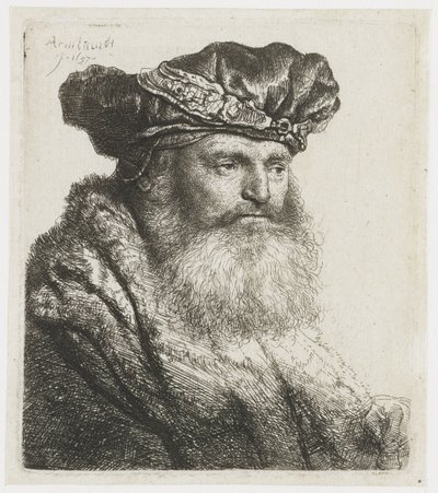 Hombre barbudo con gorra de terciopelo con cierre de joya
Hombre barbudo con gorra de terciopelo con cierre de joya de Rembrandt van Rijn