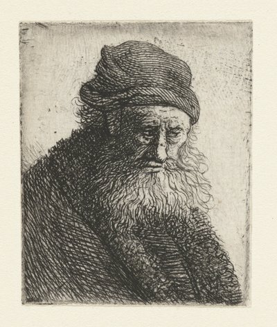 Hombre con barba y pelo corto ondulado: busto de Rembrandt van Rijn