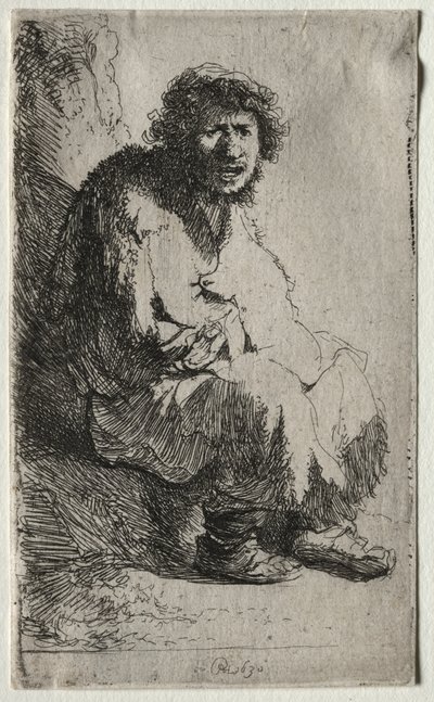 Beggar Seated on a Bank de Rembrandt van Rijn