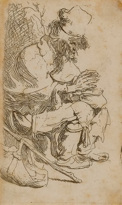 Mendigo calentándose las manos de Rembrandt van Rijn