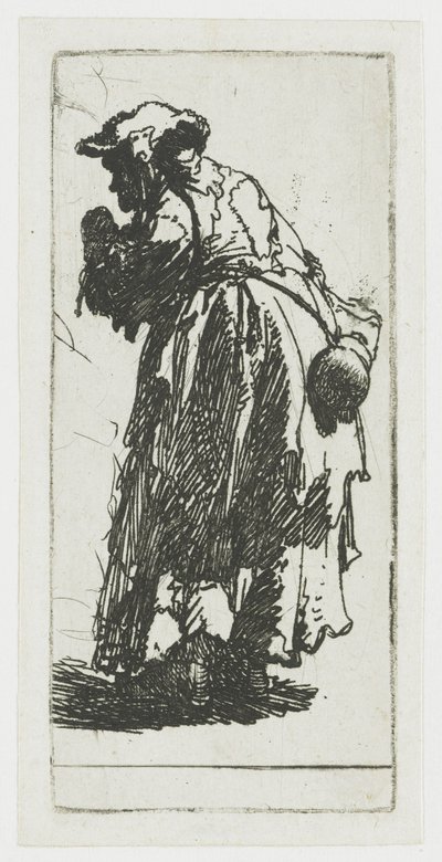 Mujer mendiga con una calabaza de Rembrandt van Rijn