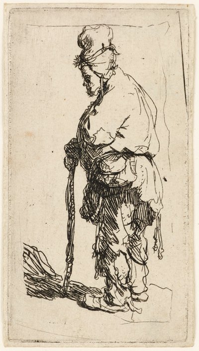 Mendigo apoyado en un bastón, c.1630 de Rembrandt van Rijn