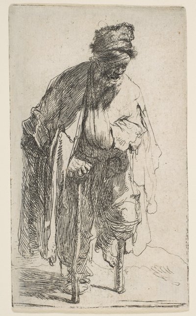 Mendigo con una pierna de madera, ca. 1630 de Rembrandt van Rijn