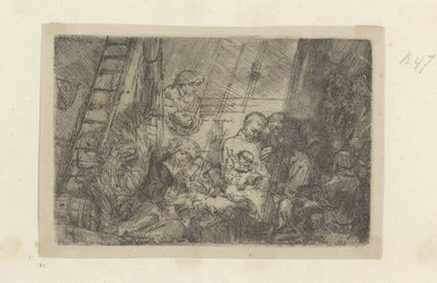 Besnijdenis en de stal Colección de ochenta y cinco grabados originales (título de la serie) de Rembrandt van Rijn