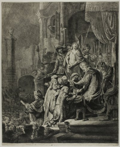 Cristo ante Pilato: Gran placa de Rembrandt van Rijn