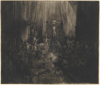 Cristo Crucificado entre los Dos Ladrones (Las Tres Cruces) de Rembrandt van Rijn