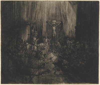 Cristo crucificado entre los dos ladrones (Las tres cruces) de Rembrandt van Rijn