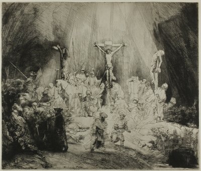 Cristo Crucificado entre los Dos Ladrones: "Las Tres Cruces" de Rembrandt van Rijn