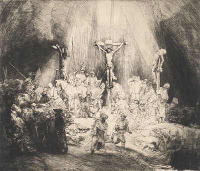 Cristo crucificado entre los dos ladrones Las tres cruces de Rembrandt van Rijn