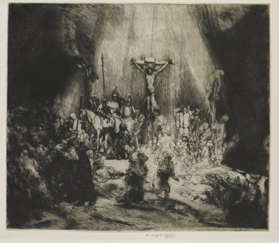 Cristo crucificado entre los dos ladrones: 