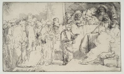 Cristo disputando con los doctores, un boceto, 1652 de Rembrandt van Rijn