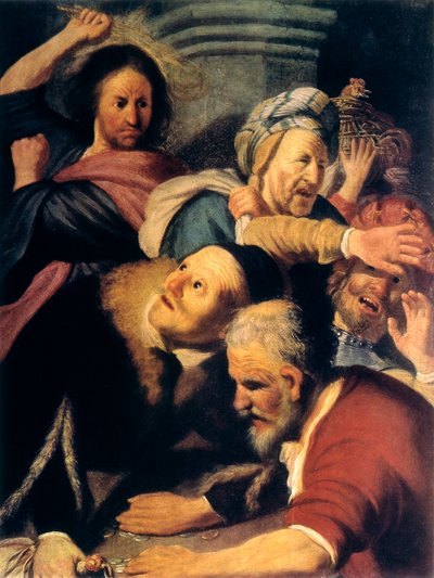 Cristo expulsa a los mercaderes del templo, 1626 de Rembrandt van Rijn