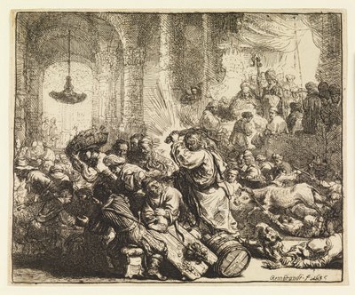 Cristo Expulsando a los Cambistas del Templo de Rembrandt van Rijn