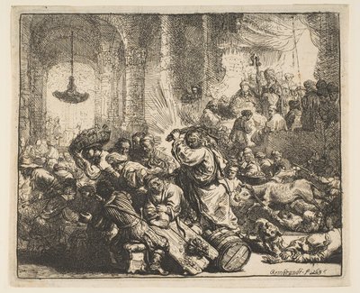 Cristo expulsando a los mercaderes del templo, 1635 de Rembrandt van Rijn