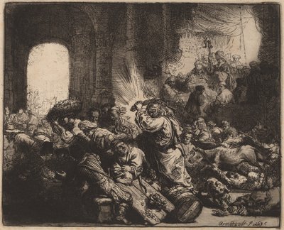 Cristo expulsando a los mercaderes del templo de Rembrandt van Rijn