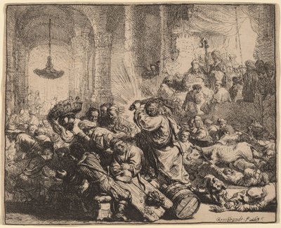 Cristo expulsando a los mercaderes del templo de Rembrandt van Rijn