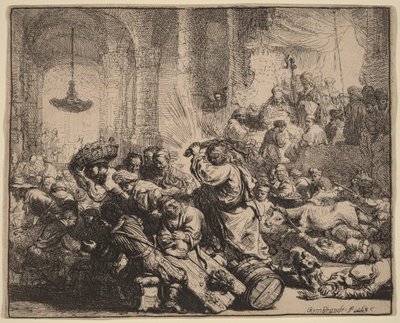 Cristo expulsando a los cambistas del templo de Rembrandt van Rijn