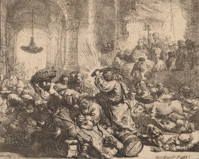 Cristo expulsando a los mercaderes del templo, 1635 de Rembrandt van Rijn