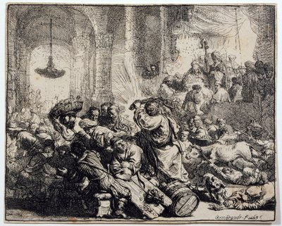 Cristo expulsando a los cambistas del templo de Rembrandt van Rijn