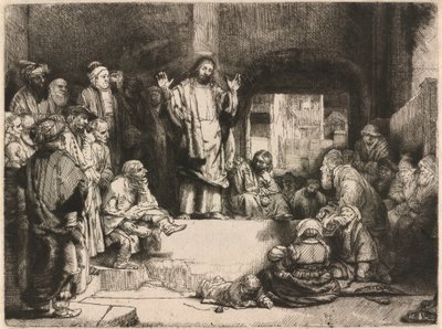 «Christ Preaching» (La pequeña tumba) de Rembrandt van Rijn