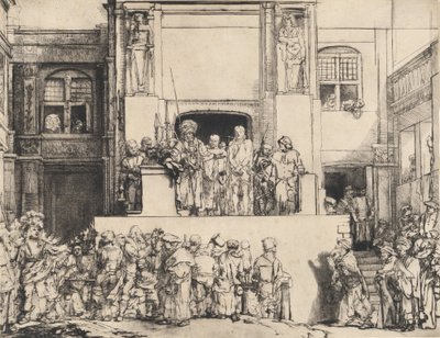 Cristo presentado al pueblo: placa oblonga, 1655 de Rembrandt van Rijn