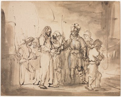 Cristo llevado ante Caifás, c. 1641-1642 de Rembrandt van Rijn