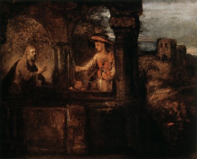 Cristo y la mujer de Samaria de Rembrandt van Rijn