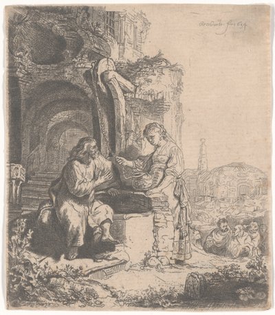 Cristo y la mujer de Samaria entre ruinas, 1634 de Rembrandt van Rijn