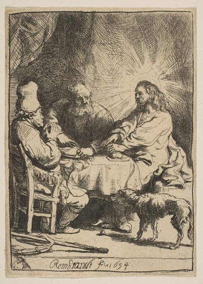 Cristo en Emaús: La Placa Más Pequeña, 1634 de Rembrandt van Rijn