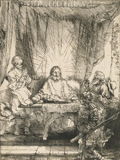 Cristo en Emaús: la placa más grande, 1654 de Rembrandt van Rijn