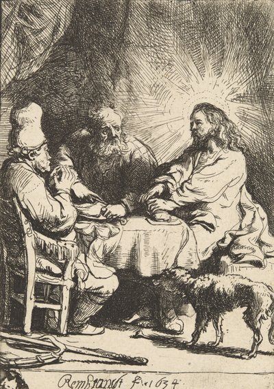 Cristo en Emaús: la Placa Más Pequeña, 1634 de Rembrandt van Rijn