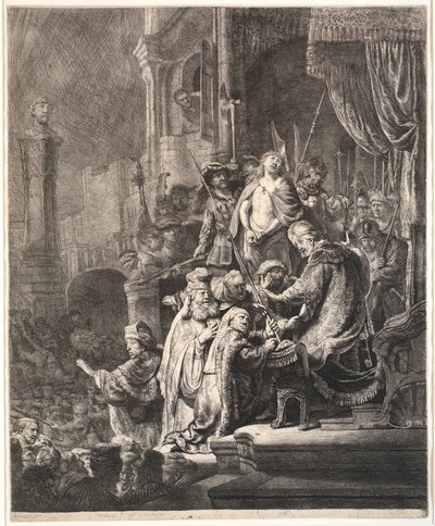 Jesús ante Pilato: gran placa de Rembrandt van Rijn