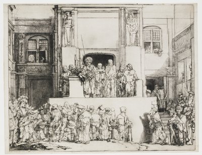 Cristo presentado al pueblo: plato rectangular de Rembrandt van Rijn