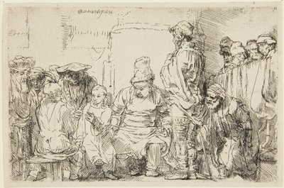 Cristo sentado, discutiendo con los doctores de Rembrandt van Rijn