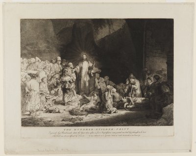 Cristo rodeado de enfermos, acogiendo a los niños pequeños de Rembrandt van Rijn