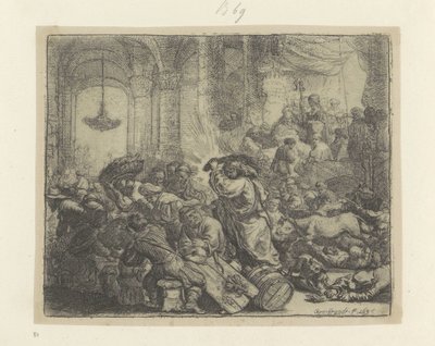 Cristo expulsa a los cambistas del Templo Recueil de quatre-vingt-cinq estampes originales (título de la serie) de Rembrandt van Rijn