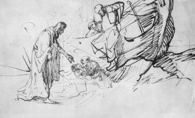 Cristo caminando sobre el mar de Rembrandt van Rijn