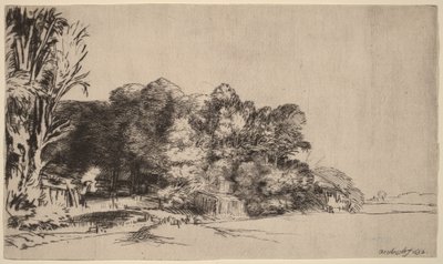 Grupo de árboles con vistas de Rembrandt van Rijn