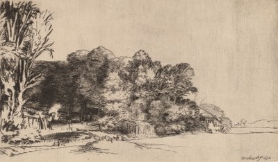 Grupo de árboles con una vista de Rembrandt van Rijn