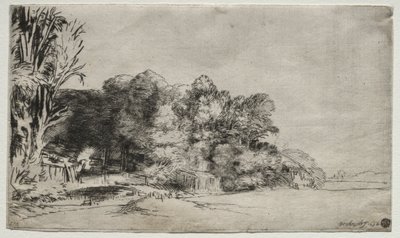 Grupo de árboles con una vista, 1652 de Rembrandt van Rijn