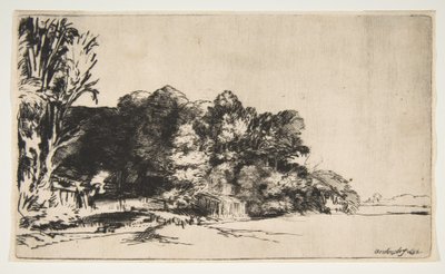 Grupo de árboles con una vista, 1652 de Rembrandt van Rijn