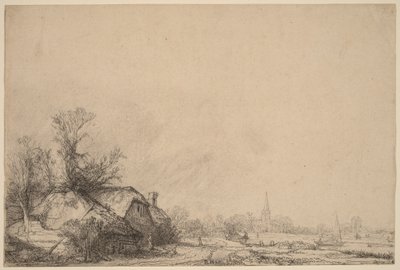 Casita junto a un canal de Rembrandt van Rijn