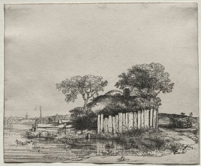 Cabaña con una Pared Blanca de Rembrandt van Rijn