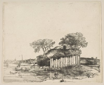 Cabaña con una empalizada blanca, 1648 de Rembrandt van Rijn
