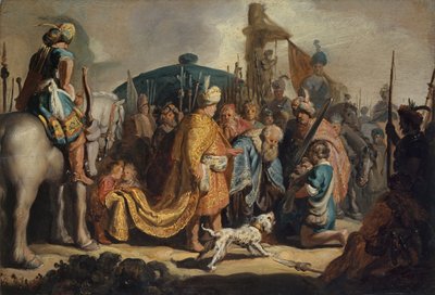 David con la cabeza de Goliat ante Saúl de Rembrandt van Rijn