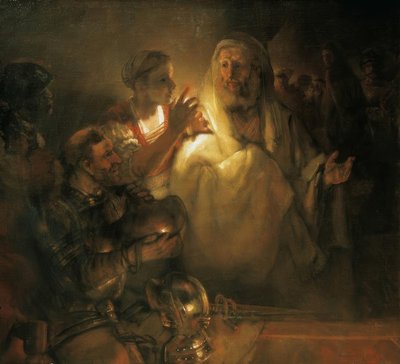 El apóstol Pedro niega a Cristo de Rembrandt van Rijn