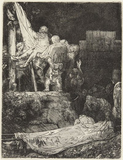 El Descendimiento de la Cruz a la luz de las antorchas de Rembrandt van Rijn
