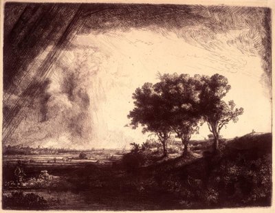 El paisaje con los tres árboles de Rembrandt van Rijn